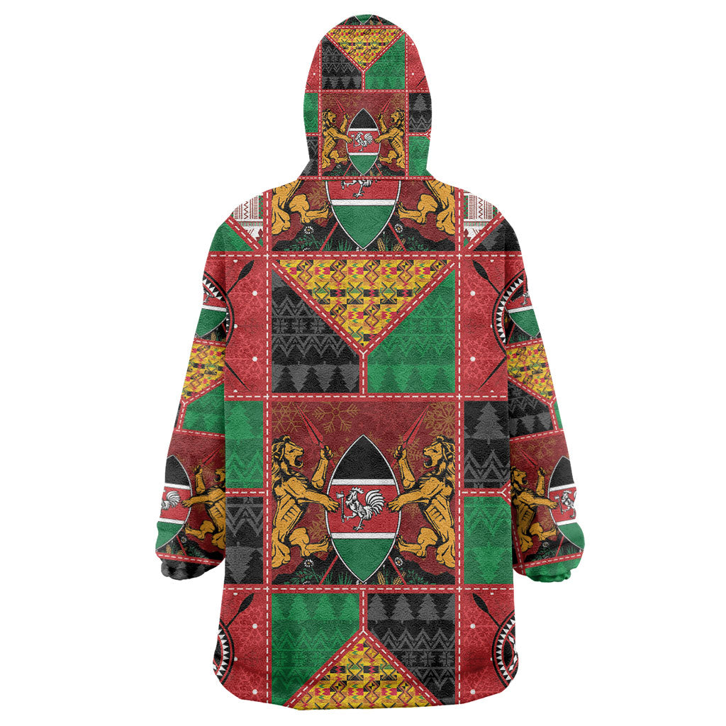 Kenya Christmas Kid Wearable Blanket Hoodie Patchwork Style