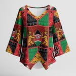 Kenya Christmas Kimono Sleeve Blouse Patchwork Style