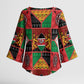 Kenya Christmas Kimono Sleeve Blouse Patchwork Style