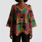 Kenya Christmas Kimono Sleeve Blouse Patchwork Style