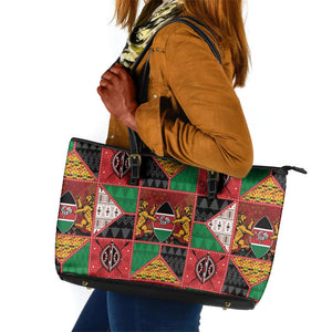 Kenya Christmas Leather Tote Bag Patchwork Style