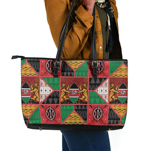 Kenya Christmas Leather Tote Bag Patchwork Style