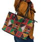 Kenya Christmas Leather Tote Bag Patchwork Style