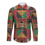 Kenya Christmas Long Sleeve Button Shirt Patchwork Style
