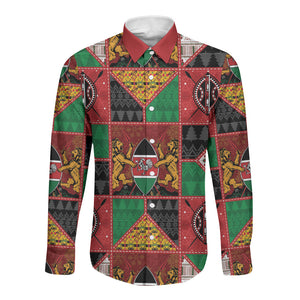 Kenya Christmas Long Sleeve Button Shirt Patchwork Style