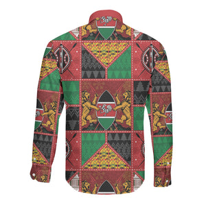 Kenya Christmas Long Sleeve Button Shirt Patchwork Style