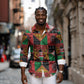 Kenya Christmas Long Sleeve Button Shirt Patchwork Style