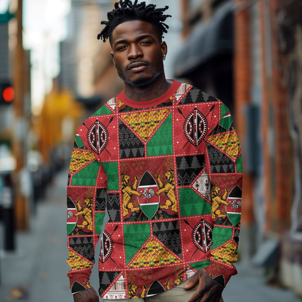Kenya Christmas Long Sleeve Shirt Patchwork Style
