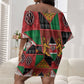 Kenya Christmas Off Shoulder Short Dress Patchwork Style