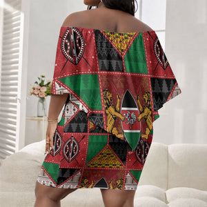 Kenya Christmas Off Shoulder Short Dress Patchwork Style
