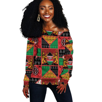 Kenya Christmas Off Shoulder Sweater Patchwork Style