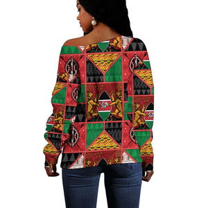 Kenya Christmas Off Shoulder Sweater Patchwork Style