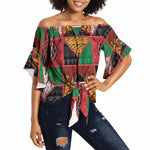 Kenya Christmas Off Shoulder Wrap Waist Top Patchwork Style