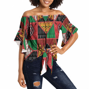 Kenya Christmas Off Shoulder Wrap Waist Top Patchwork Style