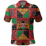 Kenya Christmas Polo Shirt Patchwork Style