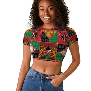 Kenya Christmas Raglan Cropped T shirt Patchwork Style