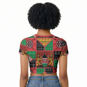 Kenya Christmas Raglan Cropped T shirt Patchwork Style