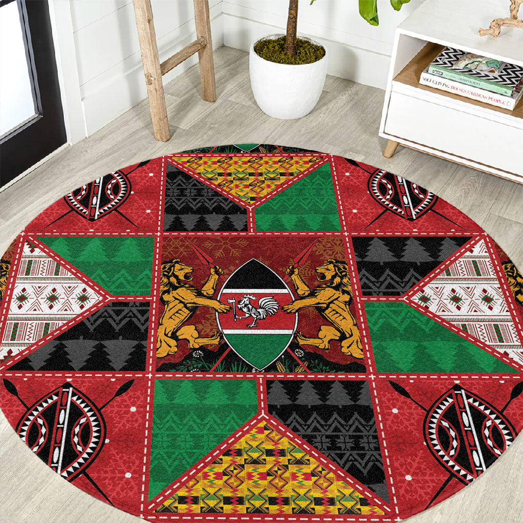 Kenya Christmas Round Carpet Patchwork Style