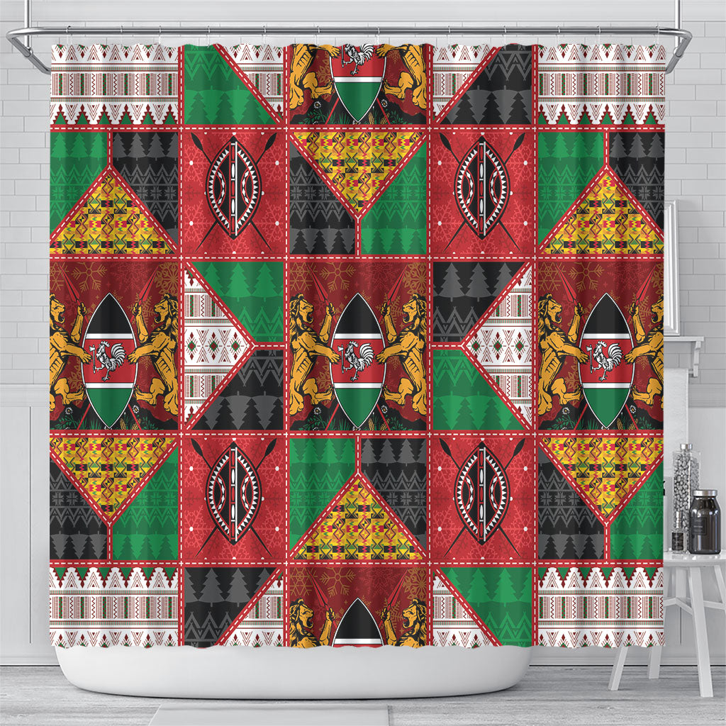 Kenya Christmas Shower Curtain Patchwork Style