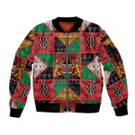 Kenya Christmas Sleeve Zip Bomber Jacket Patchwork Style