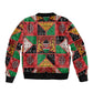 Kenya Christmas Sleeve Zip Bomber Jacket Patchwork Style
