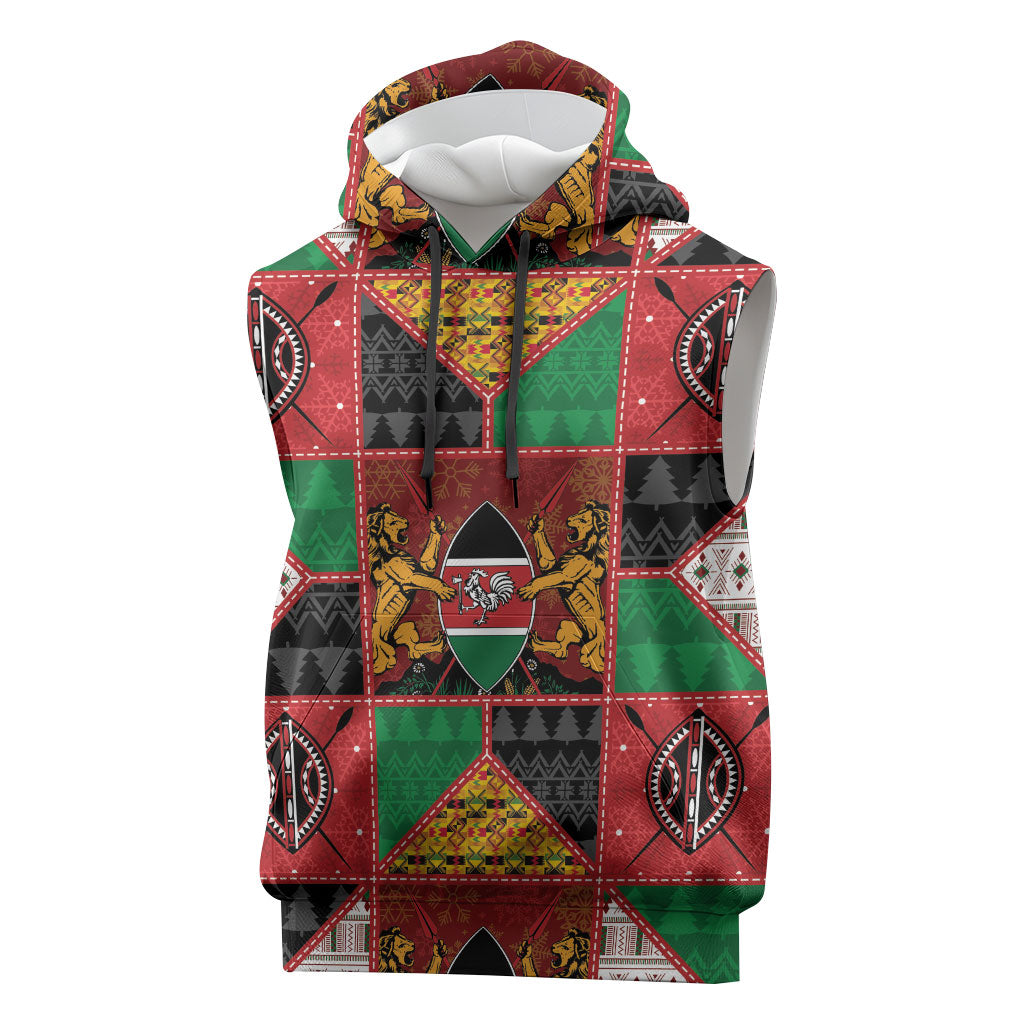 Kenya Christmas Sleeveless Hoodie Patchwork Style