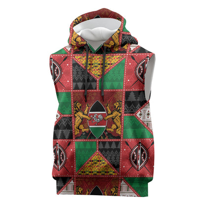 Kenya Christmas Sleeveless Hoodie Patchwork Style