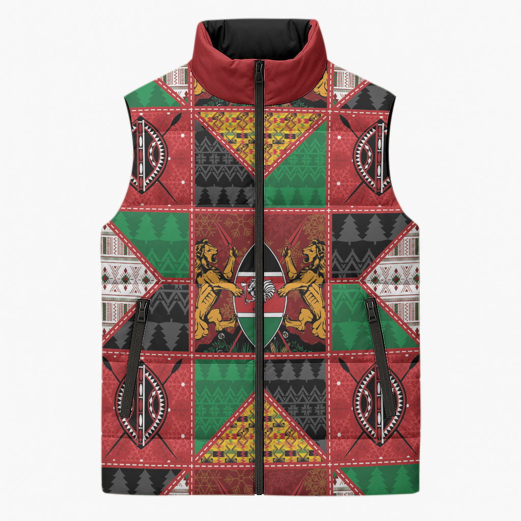 Kenya Christmas Sleeveless Puffer Jacket Patchwork Style