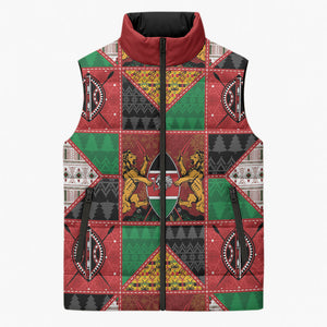 Kenya Christmas Sleeveless Puffer Jacket Patchwork Style