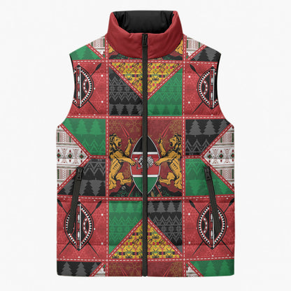 Kenya Christmas Sleeveless Puffer Jacket Patchwork Style