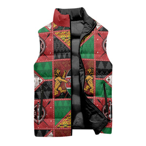 Kenya Christmas Sleeveless Puffer Jacket Patchwork Style