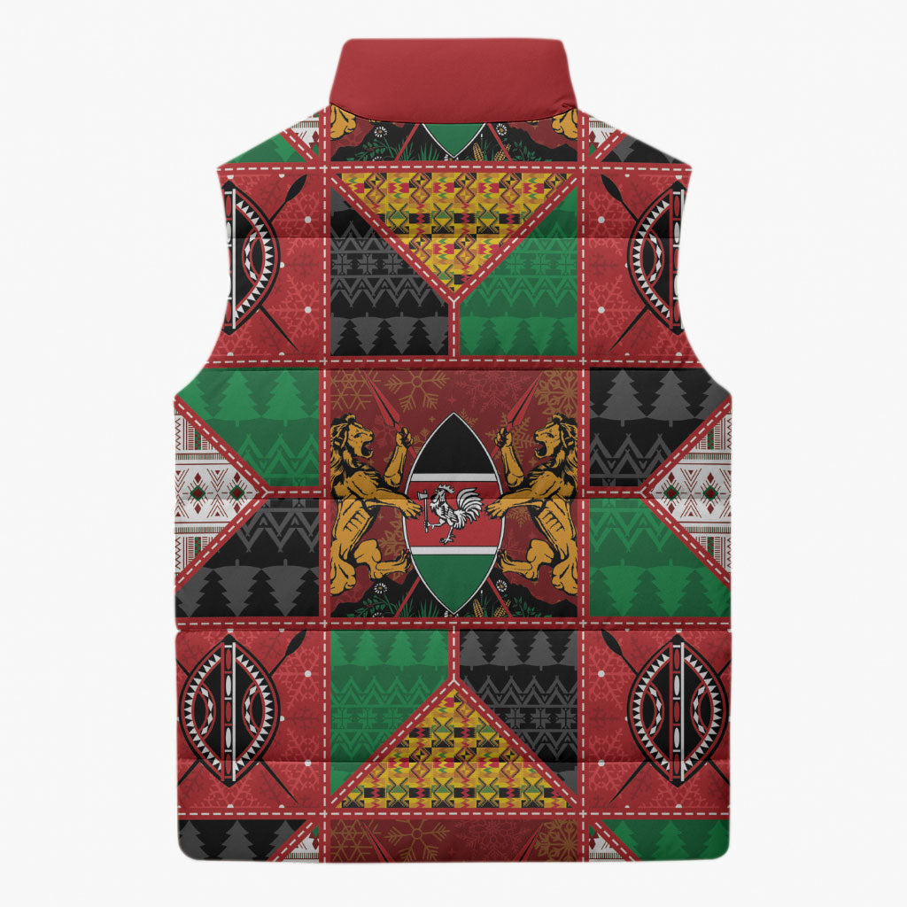 Kenya Christmas Sleeveless Puffer Jacket Patchwork Style