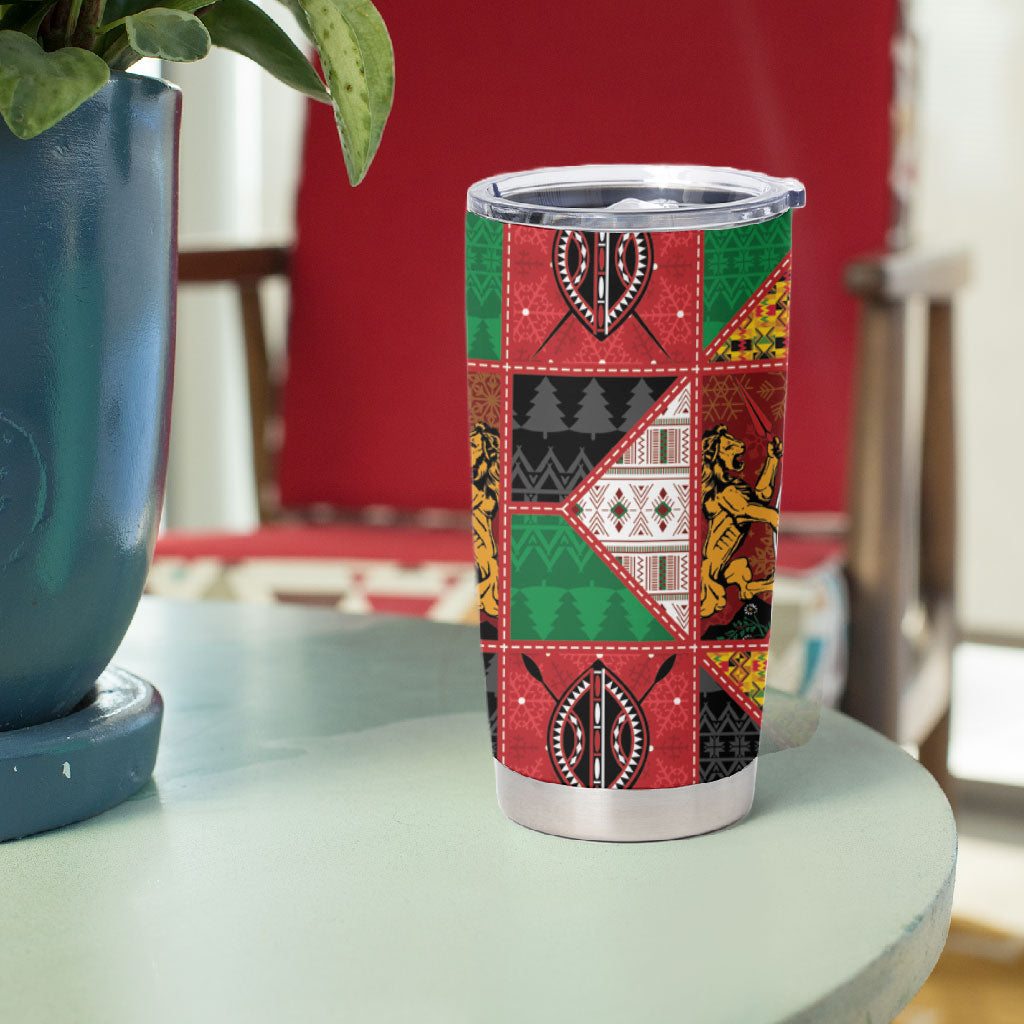 Kenya Christmas Tumbler Cup Patchwork Style