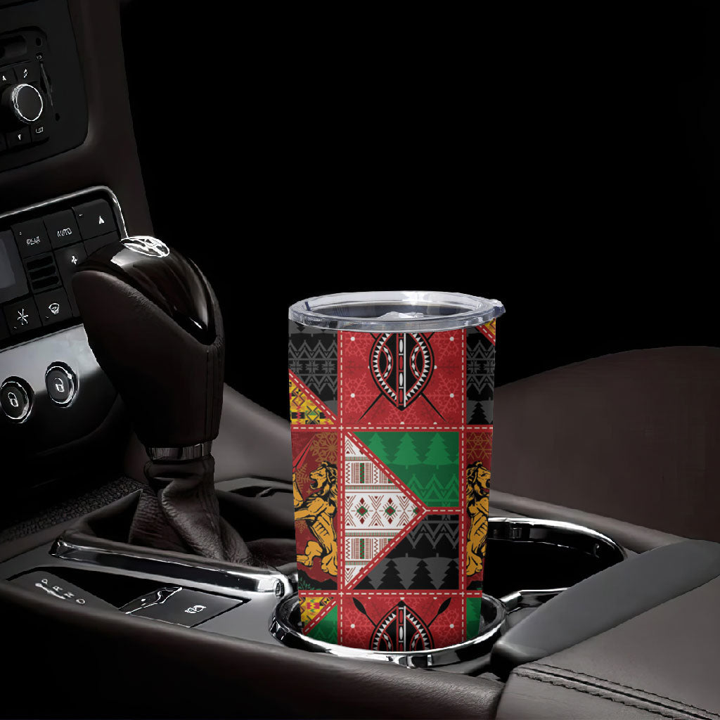 Kenya Christmas Tumbler Cup Patchwork Style