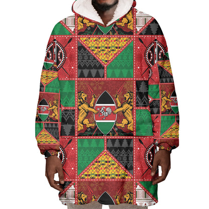 Kenya Christmas Wearable Blanket Hoodie Patchwork Style