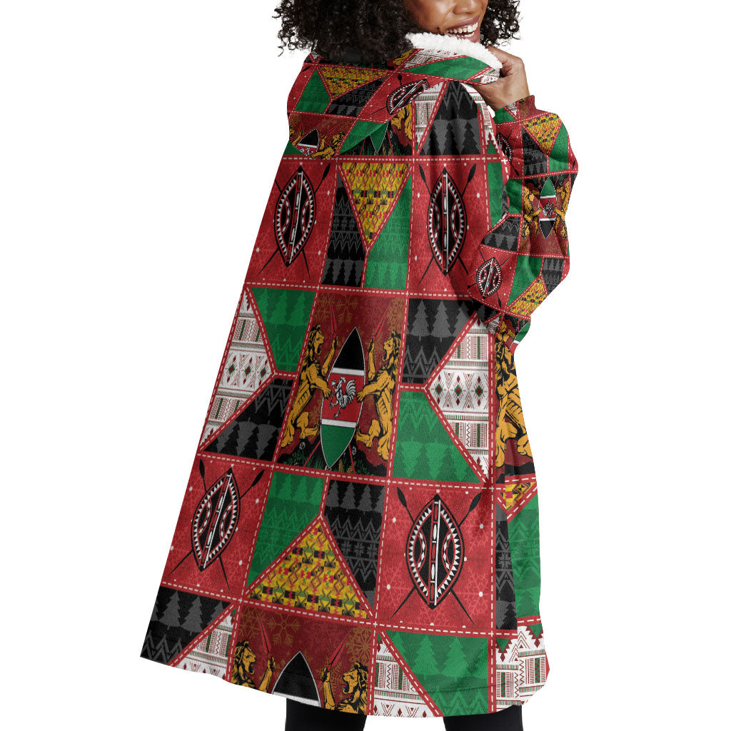 Kenya Christmas Wearable Blanket Hoodie Patchwork Style