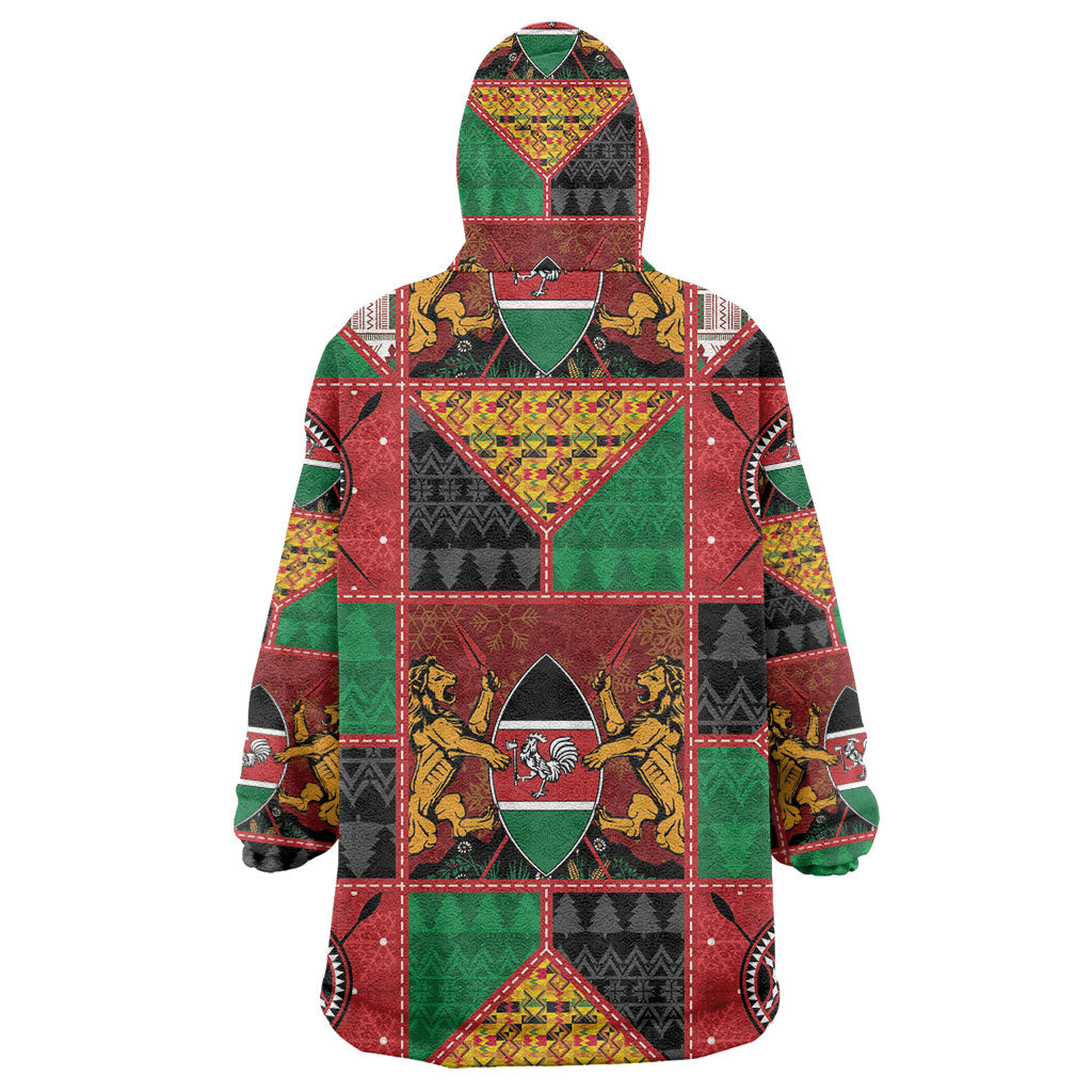 Kenya Christmas Wearable Blanket Hoodie Patchwork Style