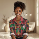 Kenya Christmas Women Casual Shirt Patchwork Style
