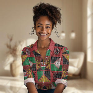 Kenya Christmas Women Casual Shirt Patchwork Style