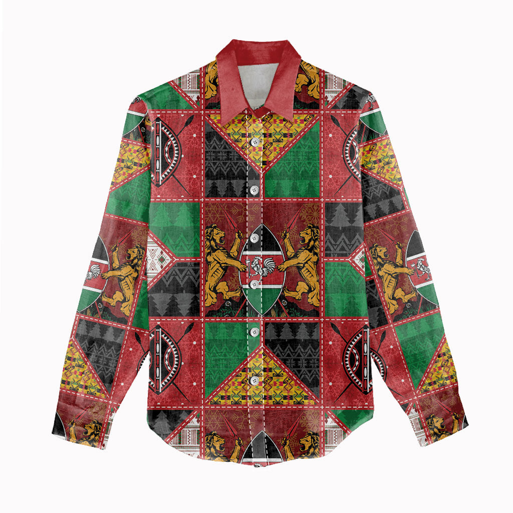 Kenya Christmas Women Casual Shirt Patchwork Style