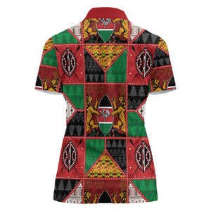 Kenya Christmas Women Polo Shirt Patchwork Style