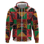 Kenya Christmas Zip Hoodie Patchwork Style