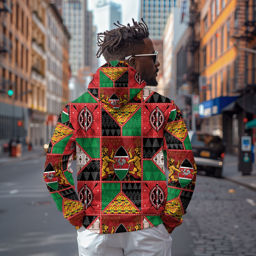 Kenya Christmas Zip Hoodie Patchwork Style