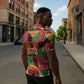 Kenya Christmas Zipper Polo Shirt Patchwork Style