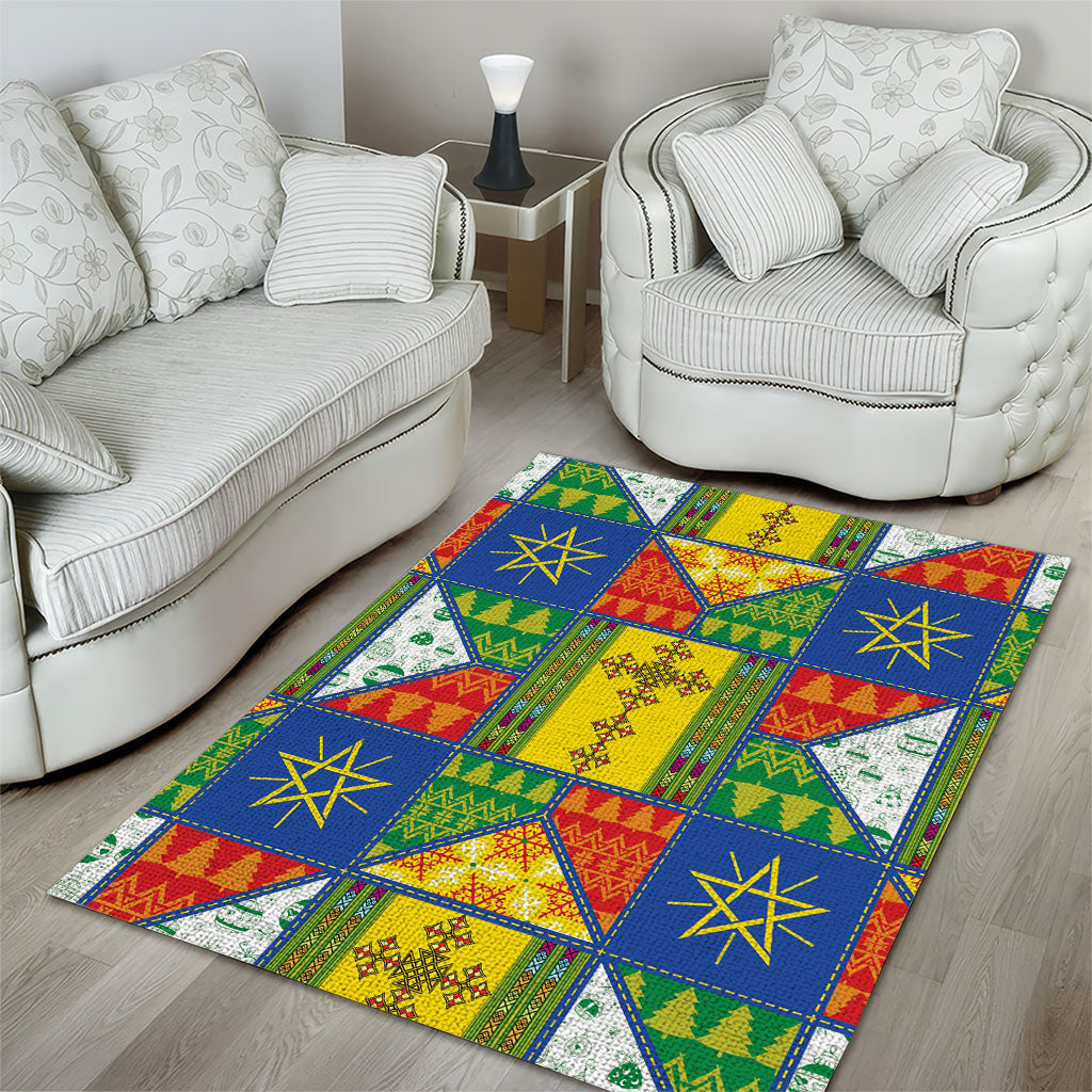 Ethiopia Christmas Area Rug Patchwork Style
