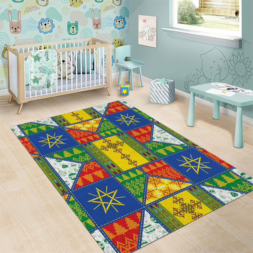 Ethiopia Christmas Area Rug Patchwork Style