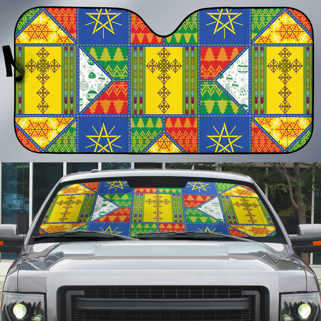 Ethiopia Christmas Auto Sun Shade Patchwork Style