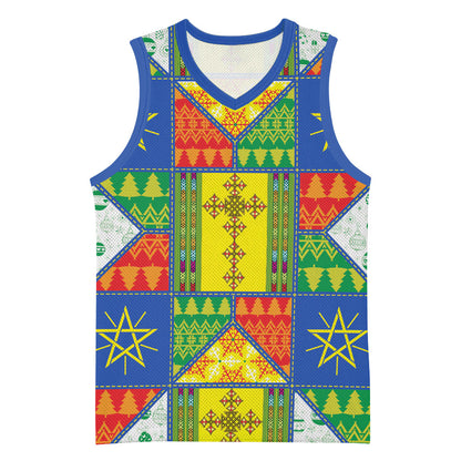Ethiopia Christmas Basketball Jersey Patchwork Style