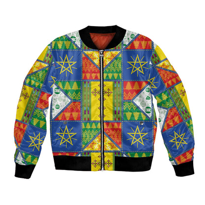 Ethiopia Christmas Bomber Jacket Patchwork Style