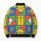 Ethiopia Christmas Bomber Puffer Jacket Patchwork Style